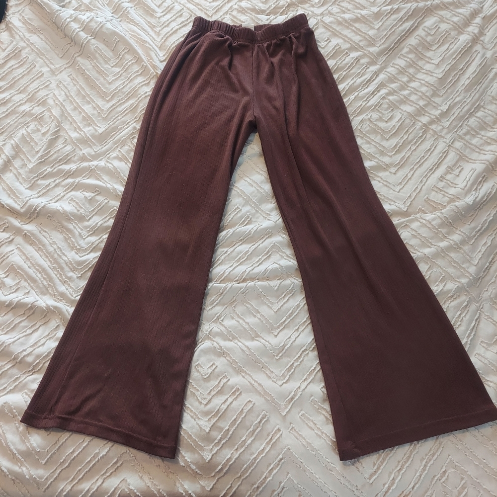 Total Girl Brown Ribbed Flare Leg Pants - Size 14 (L)